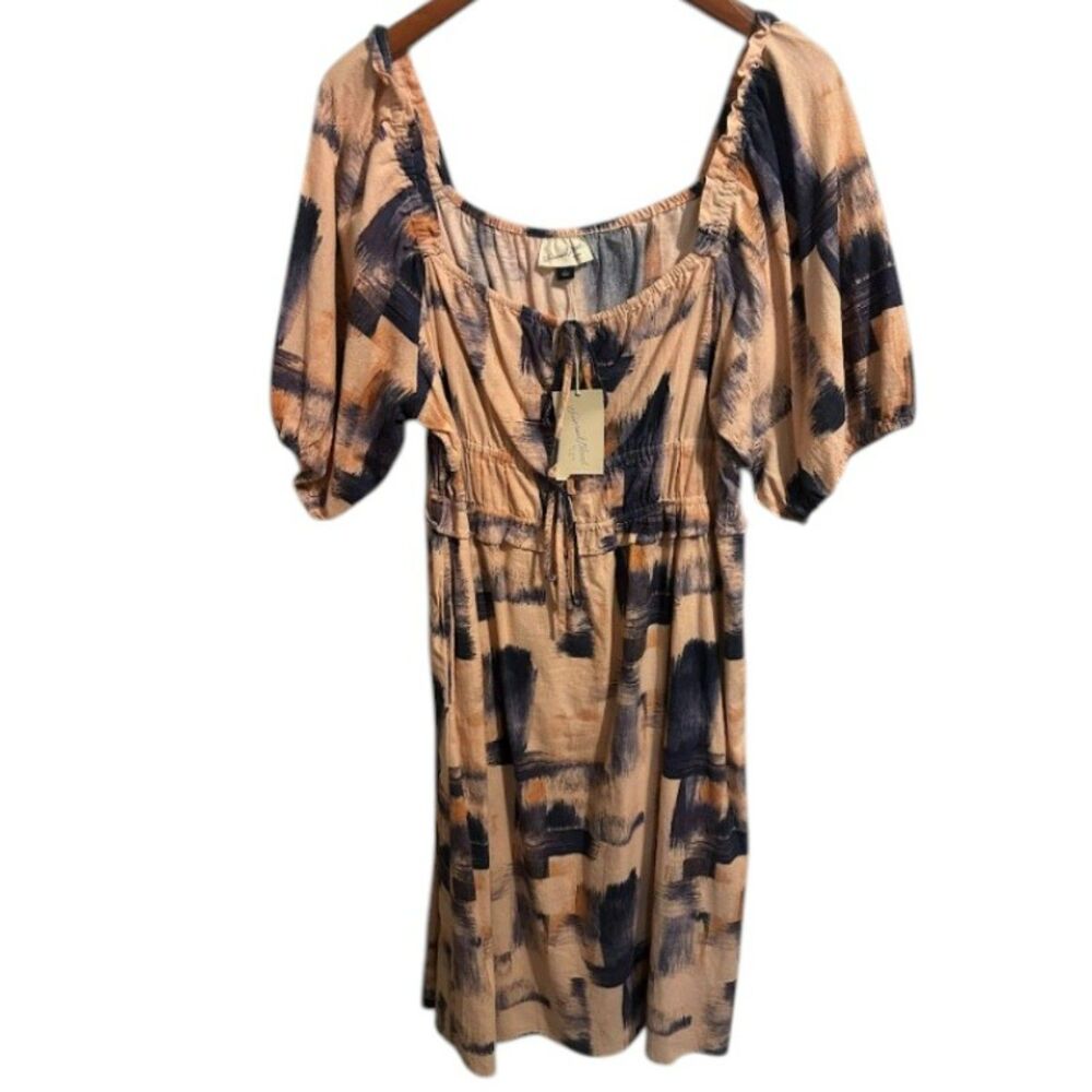 Universal Thread Abstract Print Smocked Peasant Dress Size Large NWT